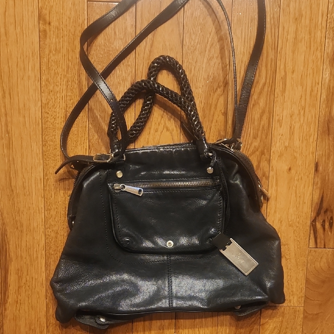 Skye By Gryson Italian Leather Shoulder Bag Black Satchel Designer P-003